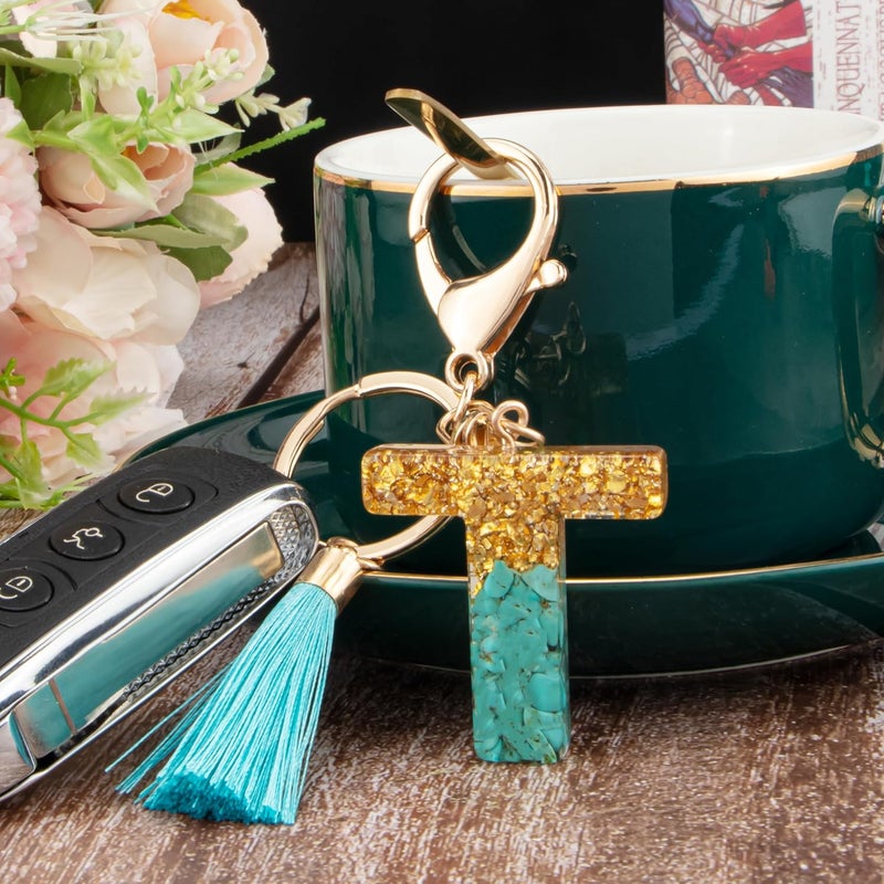 Suweibuke Cute Pink Key Chains for Women Girls, Initial Letter Keychains with Tassel, Charms for Key Purse Handbags Backpacks - Image 3